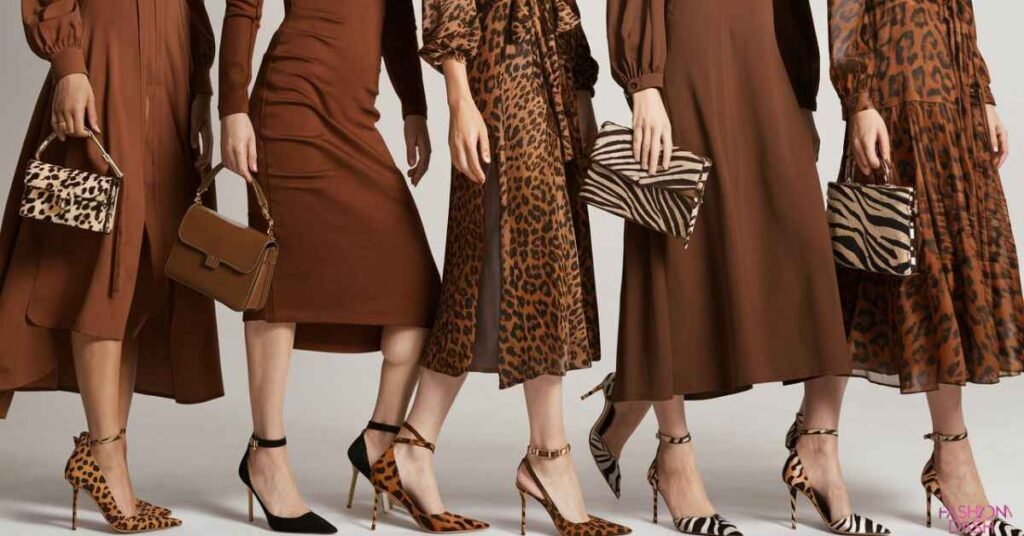 Animal Print Shoes with Brown Dress Outfits