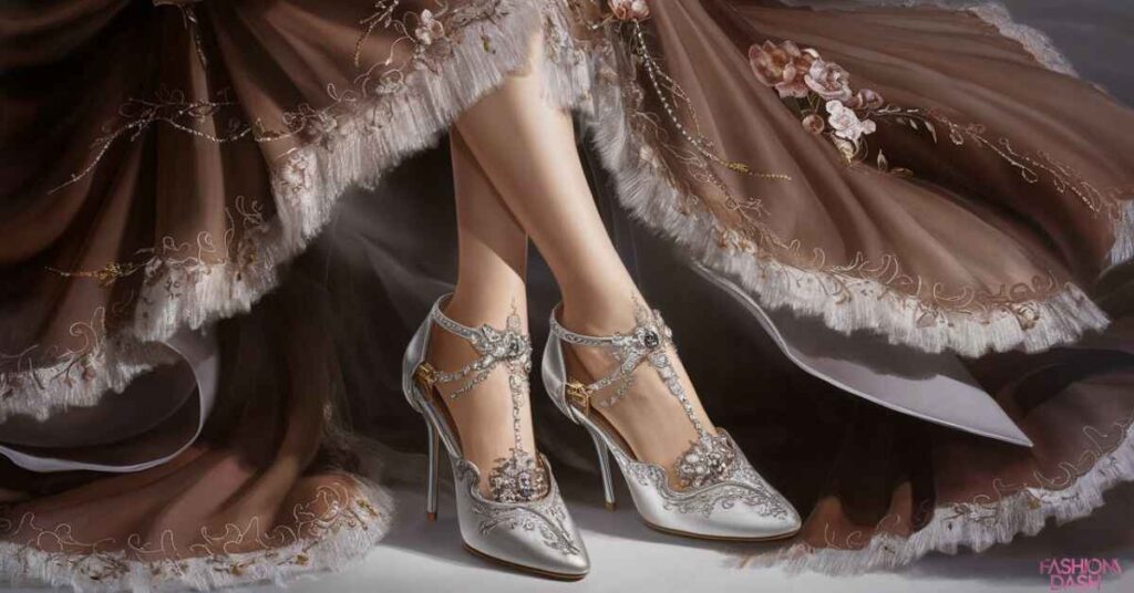 Silver Shoes with a Brown Dress