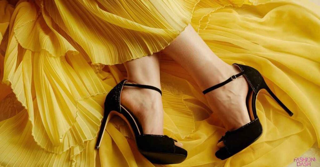 Yellow Dress Black Shoes